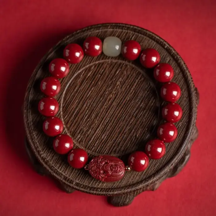 Cinnabar Chinese Zodiac Benmingfo Beaded Bracelet Men and Women High-grade Hand Rope Amulet Lucifer Treasure JewelryGood luck 5
