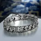 Real S925 Sterling Silver personality Tang grass pattern men's and women's retro hip Hop bracelet fashion certified jewelry gift 2