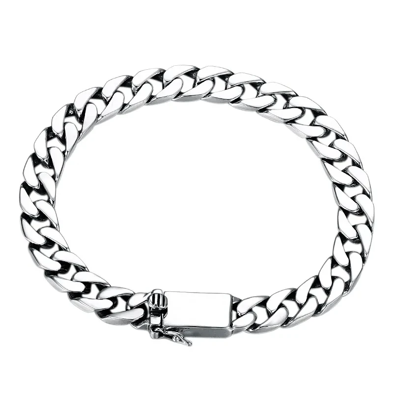 Real Solid S925 Sterling Silver Bracelet For Men Women Punk Couple Jewelry Authentic S925 Silver Bracelet Certified Jewelry