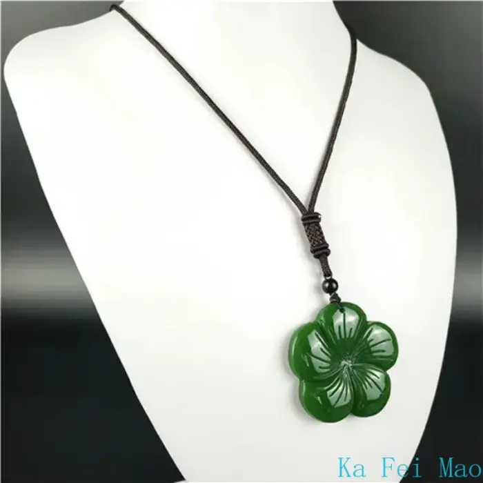 Natural Green Chinese Jade Clover Pendant Necklace Fashion Accessories Charm Jewelry Carved Amulet Gifts for Her Women Men 6 Natural Green Chinese Jade Clover Pendant Necklace Fashion Accessories Charm Jewelry Carved Amulet Gifts for Her Women Men 6