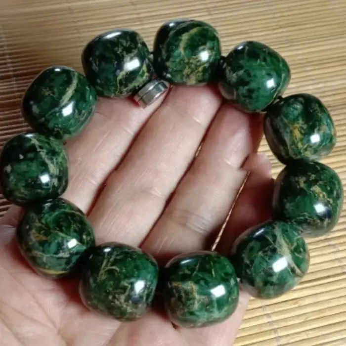 Natural Tibetan Tibetan Jade Medicine King Stone Serpentine Gold Flower Old Bead Bracelet Men's and Women's Health Care Jewelry 4 Natural Tibetan Tibetan Jade Medicine King Stone Serpentine Gold Flower Old Bead Bracelet Men's and Women's Health Care Jewelry 4