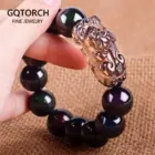 Natural Stone Men Bracelet Black Obsidian Beads With Ice Obsidian Pixiu Brave Troops Rosary Buddha Jewelry For Men And Women 1