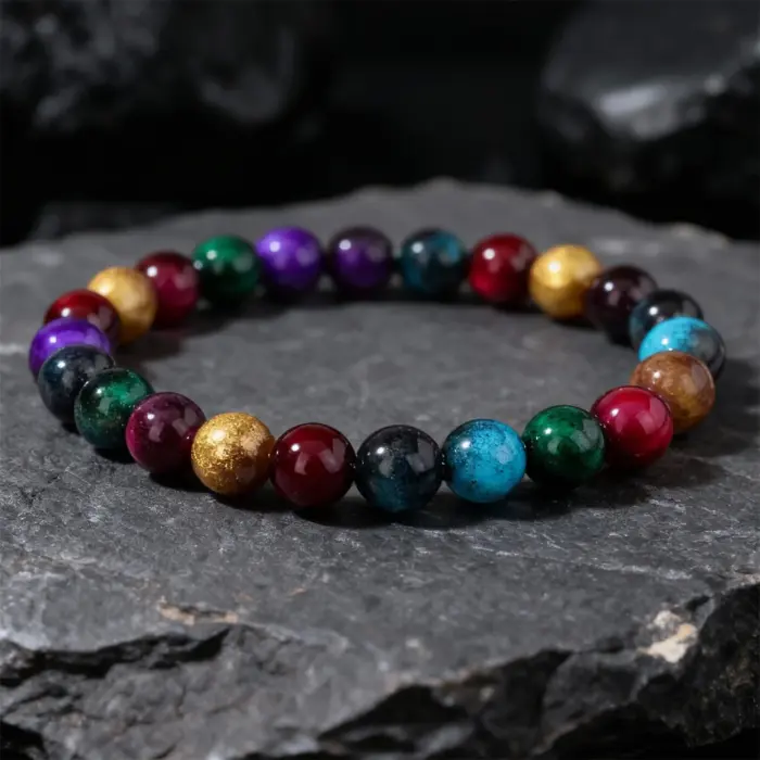punk jewellery winter passion boho colorful tigers eye glass elastic bracelets for women beaded bangles pulsera mujer 3