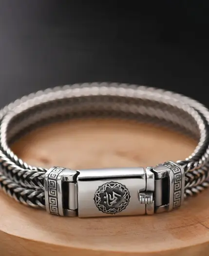 Factory Price 100% Real Solid S925 Silver Hand Woven Heavy Bracelet Men's Fashion Retro Bracelet Personality Vintage Jewelry 2
