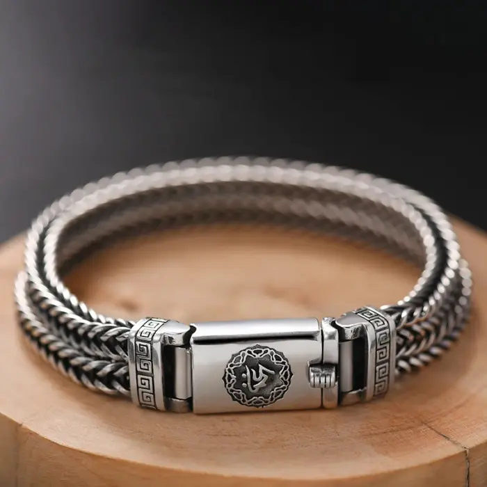 Factory Price 100% Real Solid S925 Silver Hand Woven Heavy Bracelet Men's Fashion Retro Bracelet Personality Vintage Jewelry 2 Factory Price 100% Real Solid S925 Silver Hand Woven Heavy Bracelet Men's Fashion Retro Bracelet Personality Vintage Jewelry 2