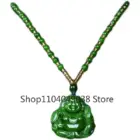 Chinese Green Jade Maitreya Buddha Pendant Necklace Charm Jadeite Jewelry Carved Amulet Fashion Accessories Gifts for Women Men 4