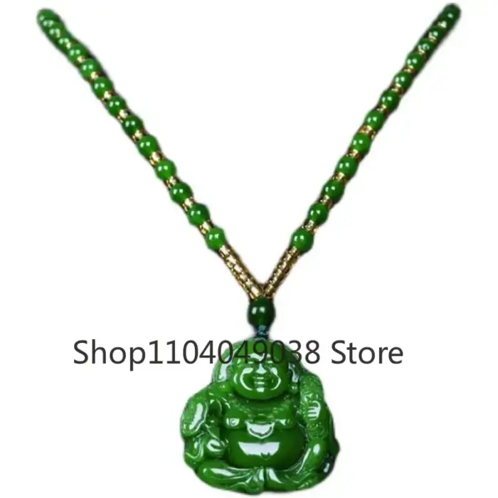 Chinese Green Jade Maitreya Buddha Pendant Necklace Charm Jadeite Jewelry Carved Amulet Fashion Accessories Gifts for Women Men 4 Chinese Green Jade Maitreya Buddha Pendant Necklace Charm Jadeite Jewelry Carved Amulet Fashion Accessories Gifts for Women Men 4