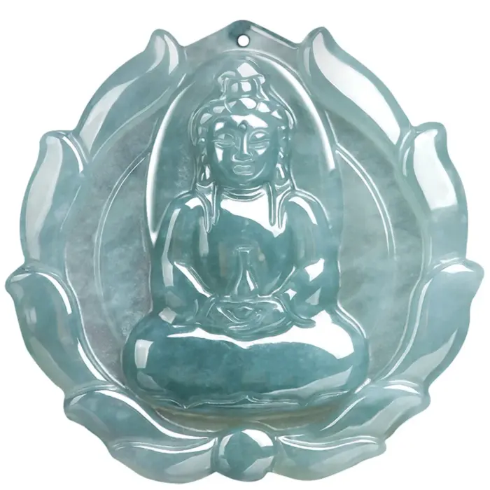 Natural Ice Green Jadeite Carved Fire GuanYin Drop Lucky Pendant Amulet Necklace Certificate Vintage Luxury Jade Gift Jewelry 4
