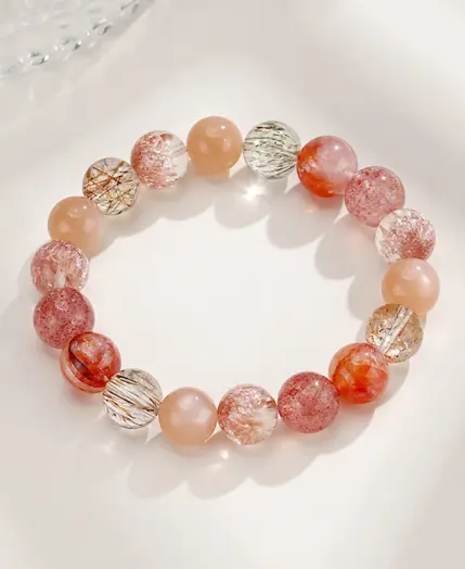 Ruifan Luxury Multicolor 8mm 10mm Natural Rutilated Quartz Crystal Beads Strand Beaded Women Bracelets Bangle Fine Jewelry 1154 2