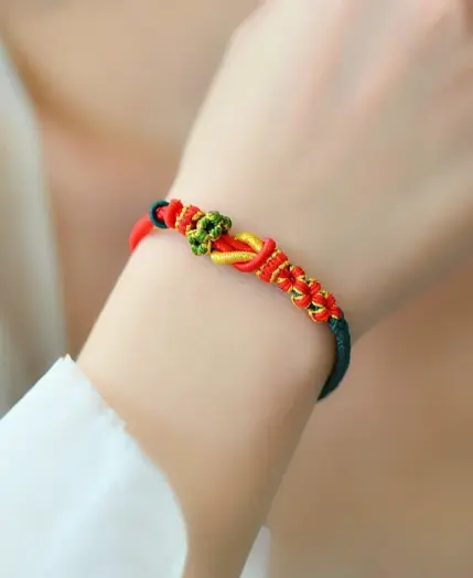 DIY Adjustable Braided Red Rope Bracelets Women's Partially Prepared Products Wearable Beads Couple's Zodiac Year Rope Chain 6