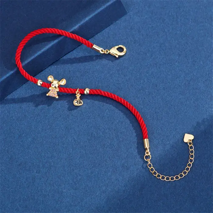 Red Rope Bracelet Zodiac Rats Bracelets For Women Birthday Lucky Wish Jewelry Bangle Girl New Year Christmas Ornaments Xmas Gift 6
