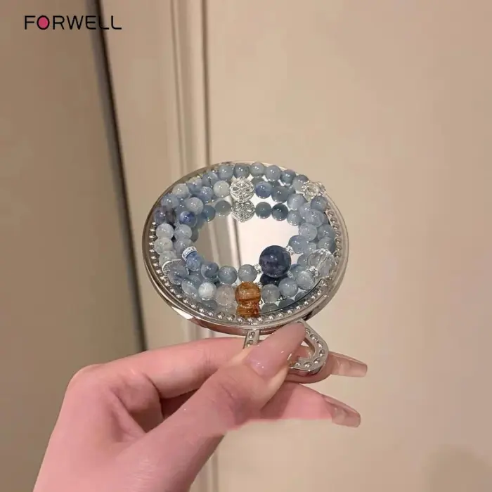 FORWELL Lucky Bracelets Blue Crystal Luxury Long Bracelets Vintage Hands Jewelry Bead String Bracelet for Women Exquisite 3