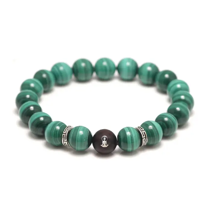 Natural Malachite Beads Bracelet Lotus Meditation Sandalwood Bead 925 Sterling Silver Accessories Jewelry for Men and Women 2 Natural Malachite Beads Bracelet Lotus Meditation Sandalwood Bead 925 Sterling Silver Accessories Jewelry for Men and Women 2