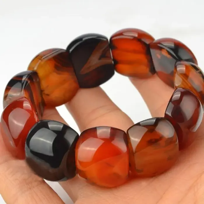 Natural Silk Wrapped Agate Bracelet Men's and Women's National Style Versatile Hand String Jewelry 1