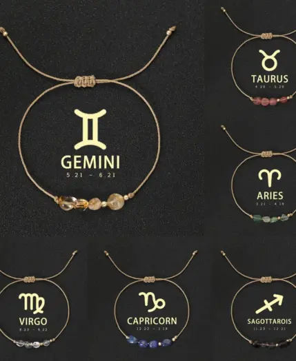 12 Zodiac Signs Natural Stone Beads Bracelet for Women Leo Capricorn Aries Taurus Friendship Couple Birthday Anniversary Gifts 1
