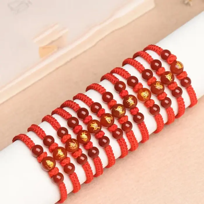 Good Luck 12 Constellation Zodiac Sign Braided Animal Couples Bracelet for Men Women Red Rope Bracelet New Year Jewelry Gift 2