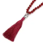 8mm Natural Carnelian Beaded Knotted Necklace Meditation Yoga Blessing Jewelry 108 Japamala Rosary Buddha Head Pendant 3