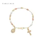 FanSibao Jewellery Women Virgin Mary Rosary Bead Cross Bracelet Charms Chain accessories 1