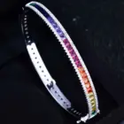 Platinum Plated Cuff Bracelet Cubic Zirconia Rainbow Gradient Jewelry Gift for Women Her Wedding Anniversary Luxury Jewelry 2