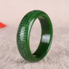 Natural Green Jade Heart Sutra Bangle Bracelet Genuine Chinese Hand-Carved Charm Jewelry Amulet for Men Women Luck Gifts 6