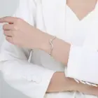 Ailmay Solid 925 Sterling Silver Irregular New Fashion Simple Wave Line Bracelets Clear Zircon Europe Wedding Engagement Jewelry 3