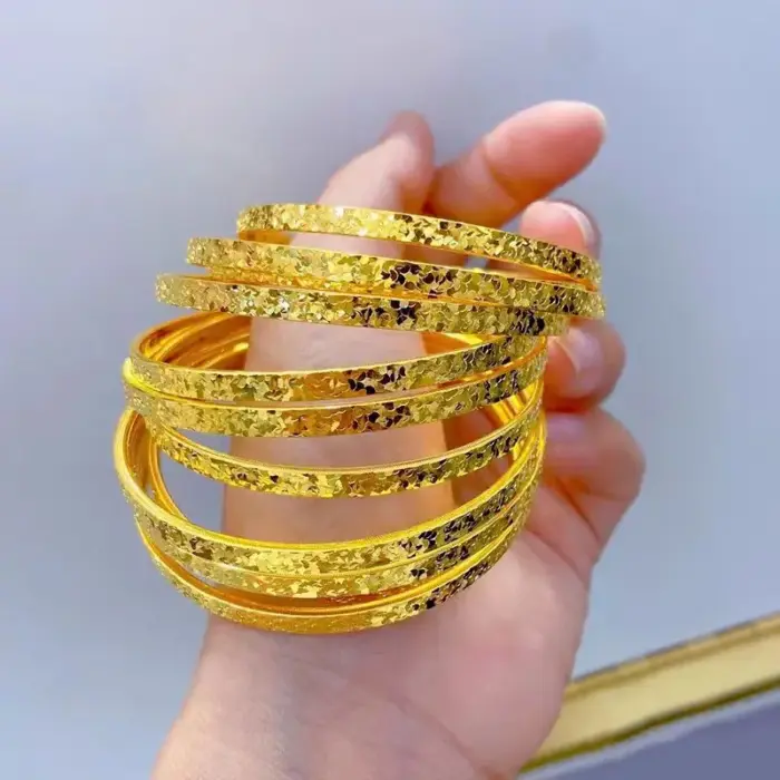 24k Gold Real 9999 Golden Broken Bingbing Bangles Flash Solid Bracelet Women's Temperament Fine Jewelry Set Ring Bracelet 1