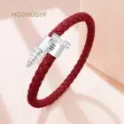 MOONLIGHT Genuine Braided Leather Bracelet for Woman High Quality Classic Cubic Zirconia Nail Bracelet Female Jewelry Gifts 3