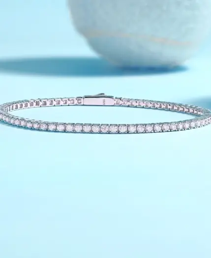 JIUZUAN S925 Sterling Silver Moissanite Tennis Bracelet for Women Simple Row Design Elegant Sparkling Jewelry for Daily Wear 4