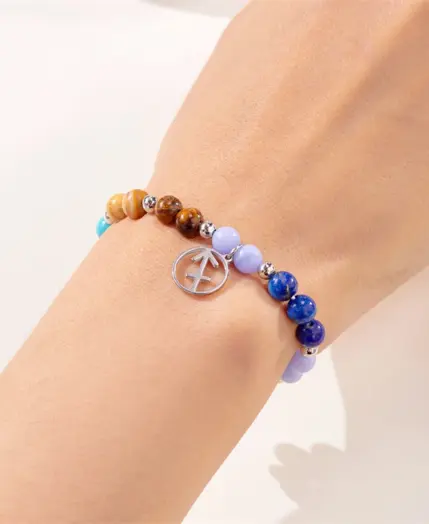 Minimalist Colorful Natural Stone Beaded Bracelets for Women Men Fashion Handmade 12 Constellation Zodiac Sign Bracelets Jewelry 5