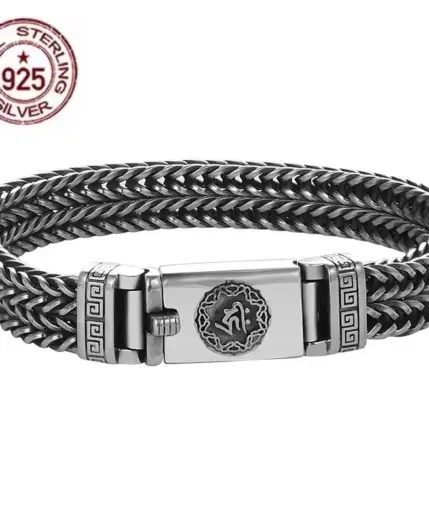 Factory Price 100% Real Solid S925 Silver Hand Woven Heavy Bracelet Men's Fashion Retro Bracelet Personality Vintage Jewelry 1