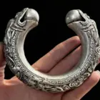 Mai Chuang/Tibetan Silver Chinese Zodiac Embossed Dragon and Phoenix Bangle Accessories Exquisite for Men and Women Couple Gift 6