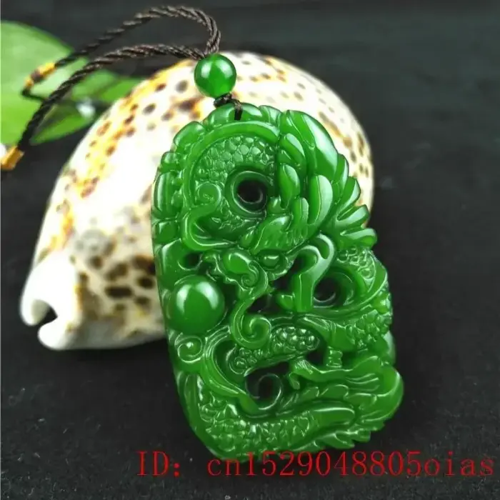 Green Natural Hetian Jade Dragon Pendant Jasper Necklace Carved Chinese Jadeite Jewelry Charm Amulet Lucky Gifts for Women Men 4 Green Natural Hetian Jade Dragon Pendant Jasper Necklace Carved Chinese Jadeite Jewelry Charm Amulet Lucky Gifts for Women Men 4