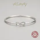 Ailmay 100% 925 Sterling Silver Lovely Bow-Knot Bracelets For Women Dazzling Clear CZ Cute Fine Jewelry Women Girl Gift 3