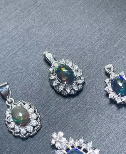 MANY STYLES Authentic Natural BLACK Opal Pendant Fine Jewelry Stones Wholesale Gift Lucky Jewelry 2