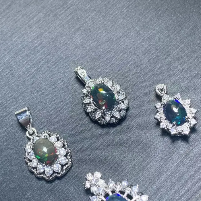 MANY STYLES Authentic Natural BLACK Opal Pendant Fine Jewelry Stones Wholesale Gift Lucky Jewelry 2