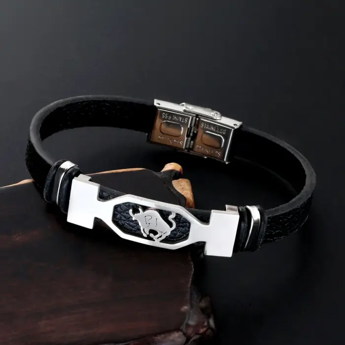 12 Constellation Stainless Steel Bracelet for Men Women's Signs of the Zodiac Bracelet black 5