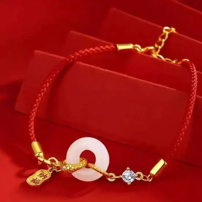 【A-Beautiful】Fashion Lucky Red Rope Snake Pendant Bracelet For Women Chinese Zodiac Snake Year Braided Bracelets New Year Gifts 2