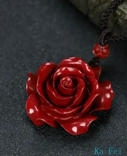 Fashion Cinnabar Jade Rose Flower Pendant Necklace Jewellery Chinese Healing Women Man Luck Gift Sweater Chain 2 Fashion Cinnabar Jade Rose Flower Pendant Necklace Jewellery Chinese Healing Women Man Luck Gift Sweater Chain 2