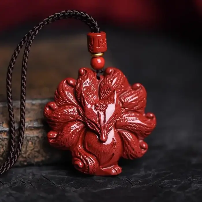 Classic Chinese Style Natural Red Organic Cinnabar Fox Pendant Necklace Lucky Amulet Jewelry Accessories Free Shipping Everythin 1