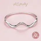 Ailmay Solid 925 Sterling Silver Irregular New Fashion Simple Wave Line Bracelets Clear Zircon Europe Wedding Engagement Jewelry 4