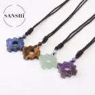 natural stone Chinese knot Quartz crystal Turquoises Agates aventurine necklace pendant Jewelry necklace for Women men gift 1