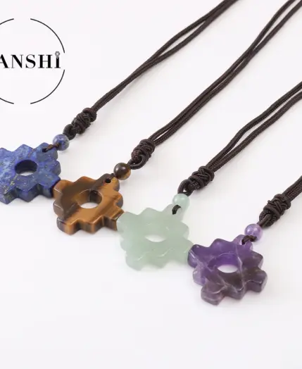 natural stone Chinese knot Quartz crystal Turquoises Agates aventurine necklace pendant Jewelry necklace for Women men gift 1
