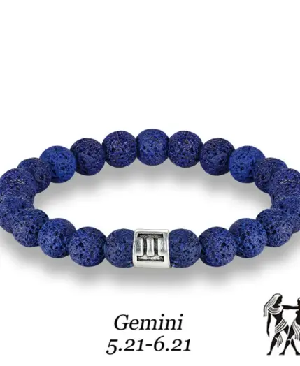 Men 12 Zodiac Signs 8mm Beads Bracelets Handmade Vintage Blue Lava Stone Beads Elastic Bangles Women Jewelry Gifts Drop Shipping 3