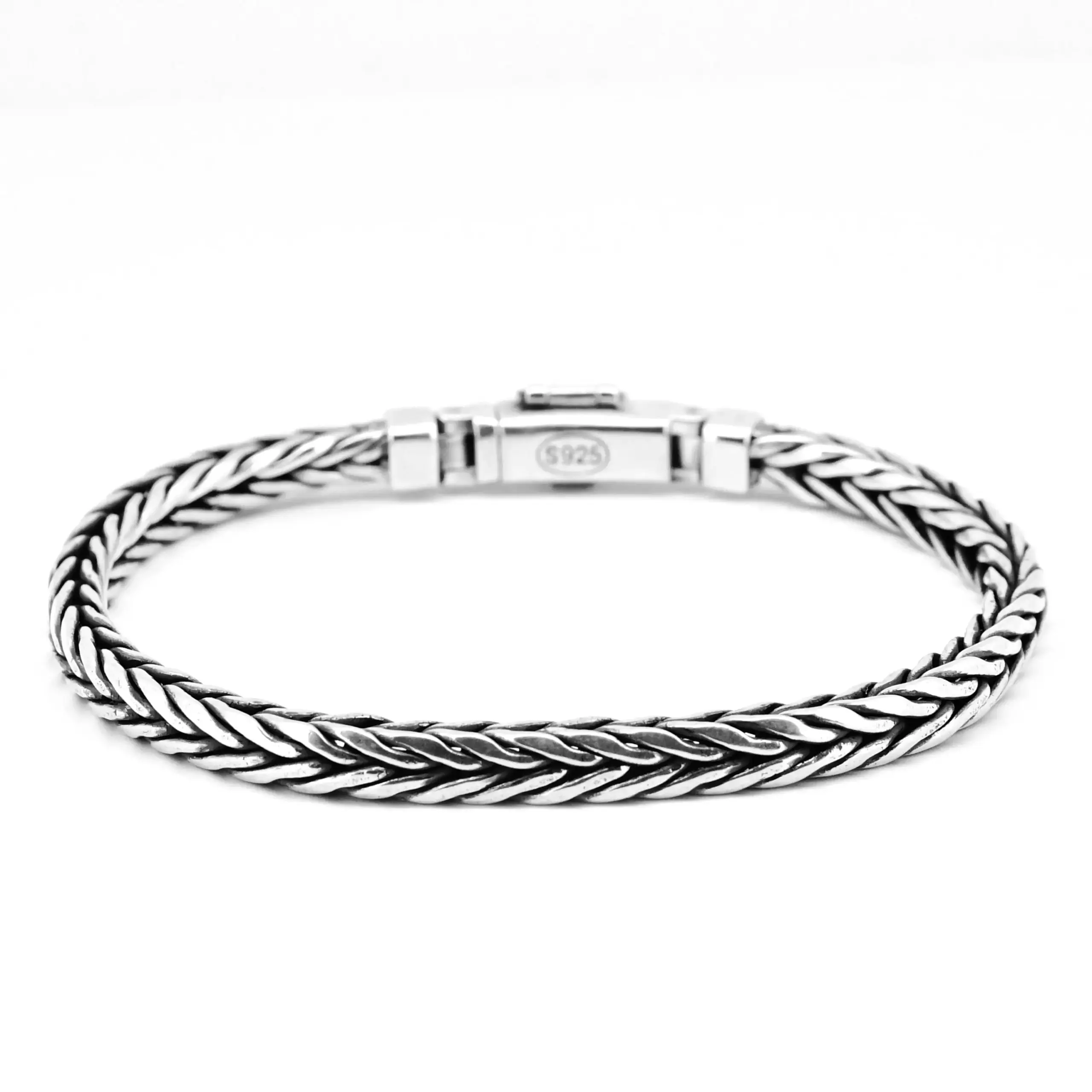 S925 Silver Factory Price handwoven vintage overbearing style personality keel bracelet men's and women's fashion jewelry gift
