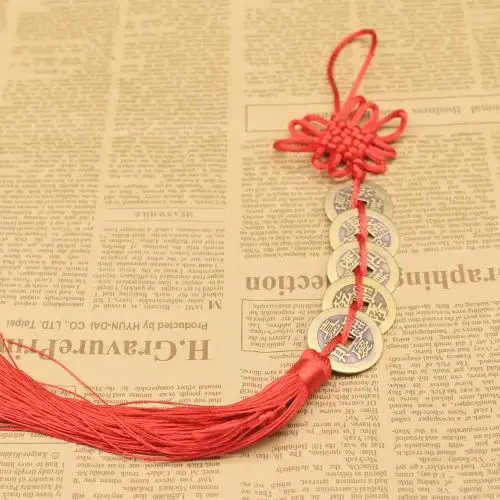 Manual Chinese Knot Lucky Charms Ancient I CHING Five Emperors Money Mascot Prosperity Protection Good Fortune Home Decorations 4