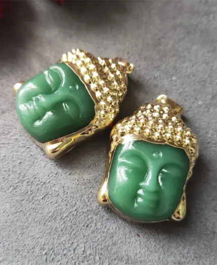 Smiling Buddha Head Pendant, Religious Buddhism Charm,Crystal Buddha, Buddha Amulet Lucky Necklace Making 5