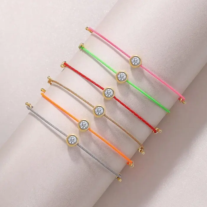 JIUZUAN D Color VVS1 Moissanite Bracelet, GRA Certified, 0.3Ct Lab Diamond, Adjustable Cord in 6 Colors, Elegant Jewelry for Wom 3