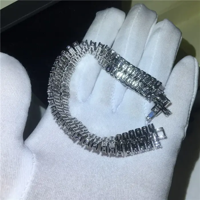 Handmade Lovers Tennis Bracelet Lab Diamond White Gold Filled Party Engagement Bracelets for Women Wedding Accessaries 3