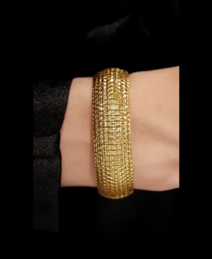 Bellux 925 Silver Gold Plated Synthetic Zircon Bracelet Shimmering Wide Edition Bracelet for Women's Jewelry 3