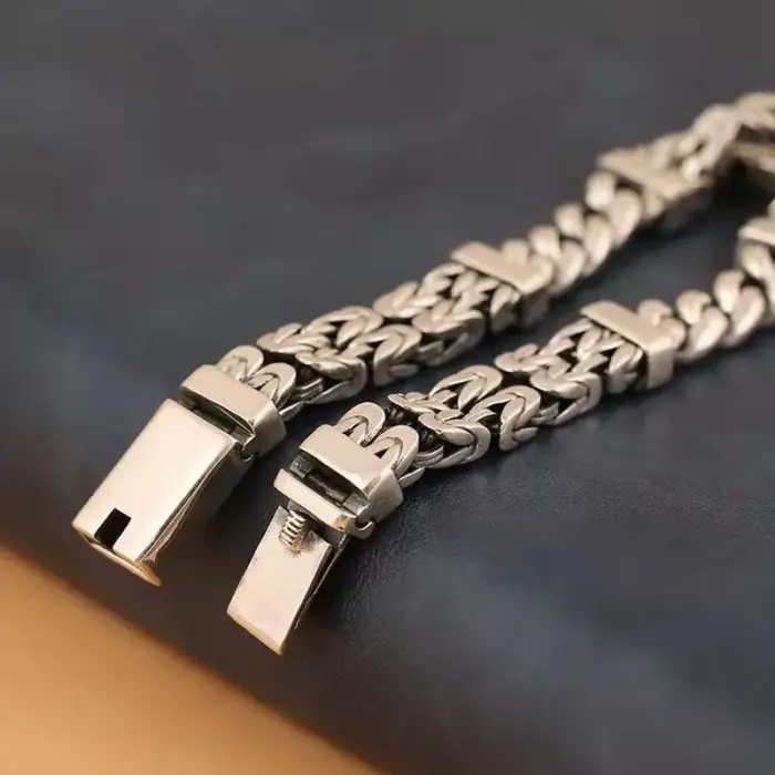 S925 Sterling Silver Double-Layer Peace Print Bracelet Woven Retro Personality National Tide National Style Hand Jewelry Gift 6